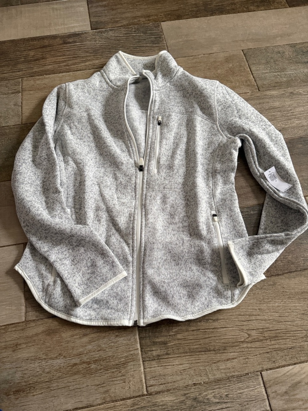 Old Navy Heathered Light Gray Full-Zip athletic Jacket